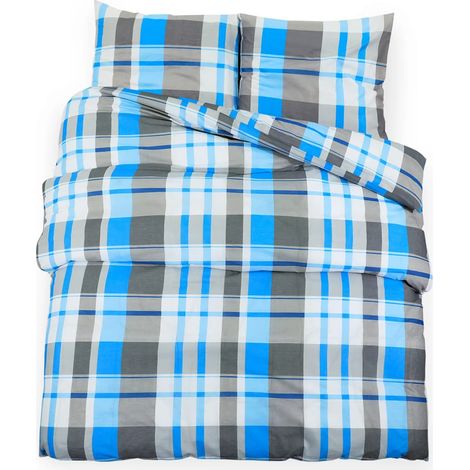Maison Exclusive - Bettwäsche-Set Blau und Grau 240x220 cm Baumwo