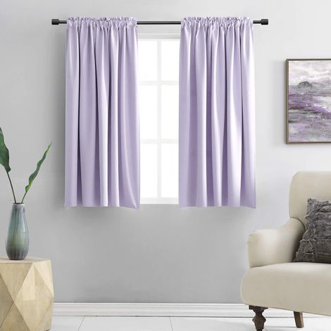 Lot de 2 Rideaux occultants Violet Lavande de 137,2 cm de Long pour Cuisine, Petite fenêtre, Rideaux avec Passe-Tringle pour Chambre à Coucher (1/5)