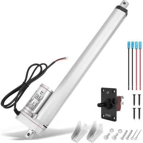 Actionneur linéaire électrique, poussée de 1500 N, moteur haute vitesse robuste 12 V CC, silencieux (moins de 50 dB), avec supports de montage , course de 300 mm.-Chrom (1/5)