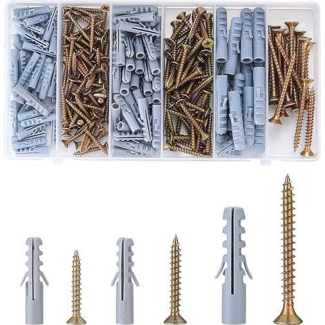 284 Pièces - Vis Autotaraudeuses - Chevilles D&39Expansion - Fixation Pour Plaques De Plâtre Et Murs Creux - Acier Allié - Gris - M3.5/M4/M5/M6/M8 (1/5)