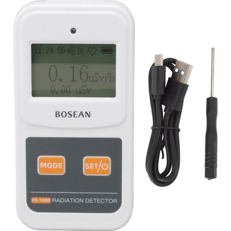 Détecteur de radiation nucléaire FS 1000, compteur Geiger-Müller à compensation d'énergie, détecteur électromagnétique et ionisation, pour marbre et radioactivité, blanc (1/5)