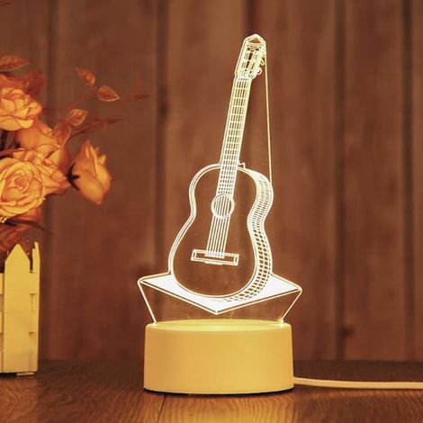 Ecleanfy - Veilleuse LED 3D, lampe violon en acrylique, télécommande, lampe à illusion 3D, décoration pour la Saint-Valentin – Style F (1/5)