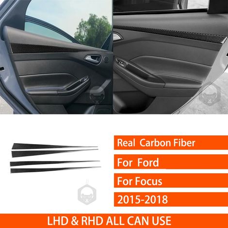 -26 Convient pour Ford Focus SE RS ST Ecoboost 2015-2018. Autocollants décoratifs en fibre de carbone véritable pour autoradio central, lecteur CD et panneau de porte. (1/4)