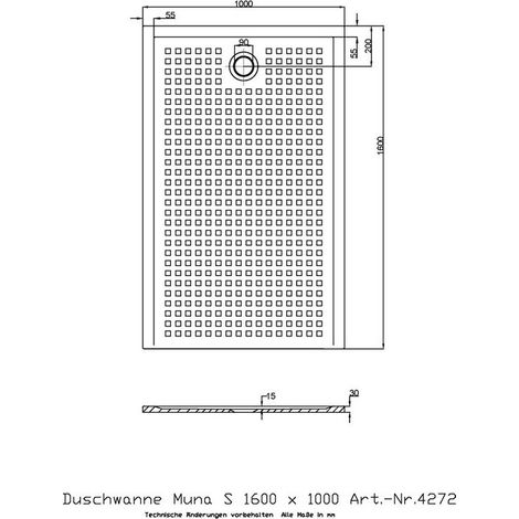 Receveur de douche Hoesch MUNA S avec antidérapant 1600x1000x30mm blanc