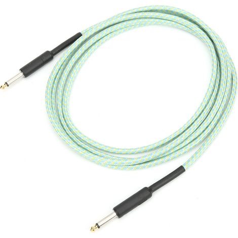 Câble de Guitare Blindé Tressé Vert avec Connecteur Nickelé pour Instruments Électroniques (1/5)