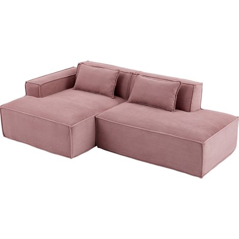 Divano in tessuto 2 posti 233 cm rosa con 2 cuscini e seduta comfort (1/5)