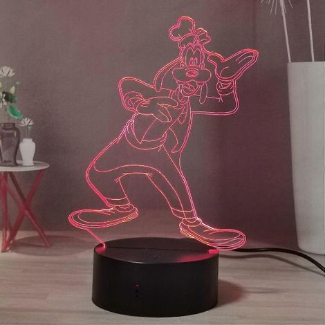 Veilleuse 3D Goofy, lampe de chevet Mickey Goofy, 16 couleurs, veilleuse LED figurine anime, lampe de bureau pour enfant (1/5)