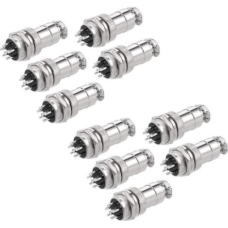 10Pcs Aviation Connecteur, 16mm 6P 4A 125V GX16-6 Étanche Mâle Femelle Panneau Métal Aviation Fil Connecteur (1/5)