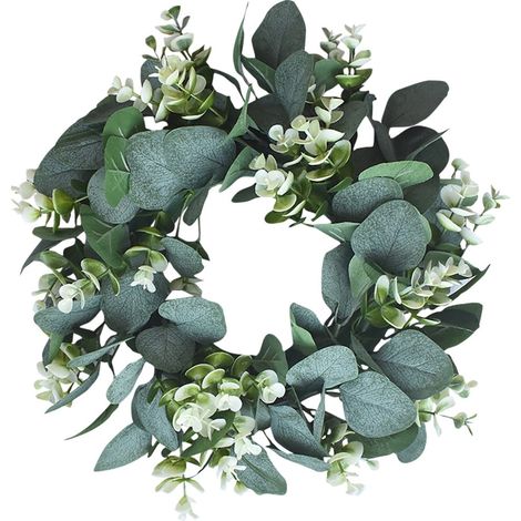 Guirlande Artificielle - Couronne De Feuilles D'eucalyptus - Décoration Porte Intérieure Extérieure - Diamètre 33 Cm - 1 Pièce (1/5)