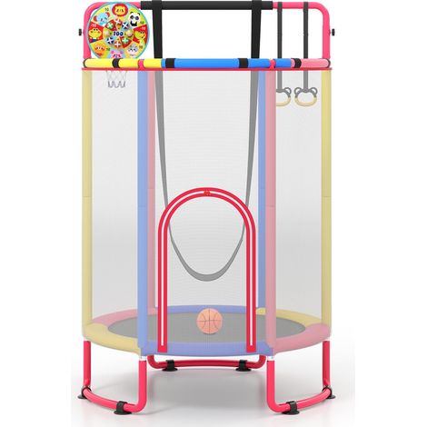 COSTWAY Trampoline Exterieur Enfant, 30 Ressorts (140x140x214cm,Multicolore) (1/5)