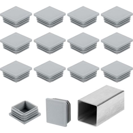 Set di 16 tappi terminali quadrati in plastica da 40 mm per tubi metallici, gambe di sedie, tavoli, scaffali, mobili, grigio