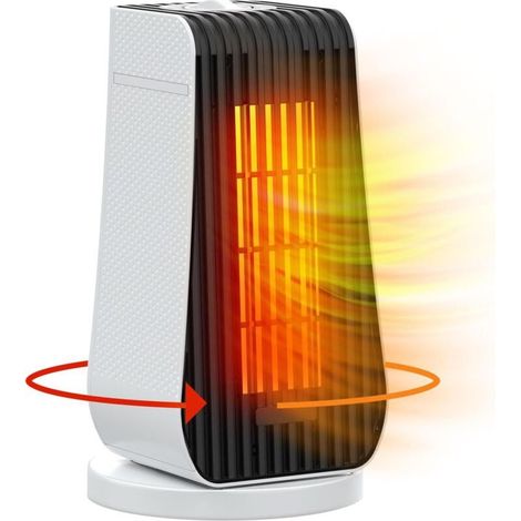 Radiateur Soufflant Salle de Bain 1200W Silencieux Oscillant 90° Minuterie Économique pour Bureau Chambre Salon Ninonly P2 (1/4)