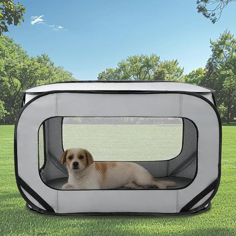 Caisse de Transport pour Chien Parc Pliable Cage Portative Clôture pour Animaux de Compagnie en Tissu Oxford Plaqué Respirant pour Animaux Chien Chat Rongeur (Gris) (1/5)
