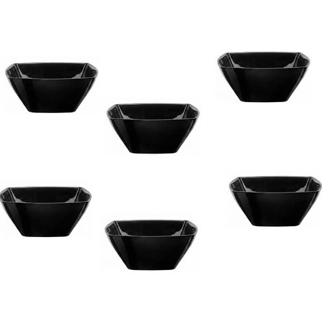 Set 6 Coppette Nere Eclissi in Vetro Opale Resistente Quadrate 14cm 46cl Impilabili per Dessert Macedonia Aperitivi e Buffet Lavastoviglie e Microonde (1/5)