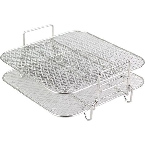 Grille Empilable 2 Étages en Acier Inoxydable pour Air Fryer 4.2 à 5.8 QT Four Vapeur Cuiseur Cuisine (1/4)