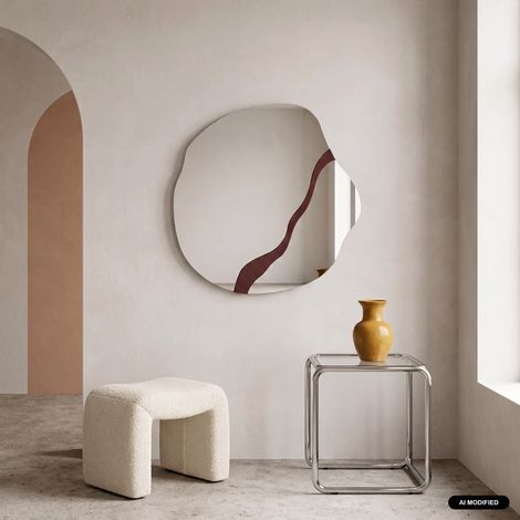 sweeek - Miroir organique motif bois 74.5cm bordeaux - Vano (1/3)
