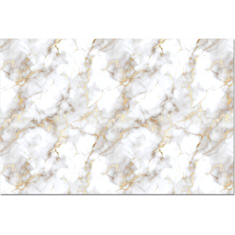 CRÉDENCE CUISINE Veines d'or - Marbre - Blanc 90x60 cm (1/3)