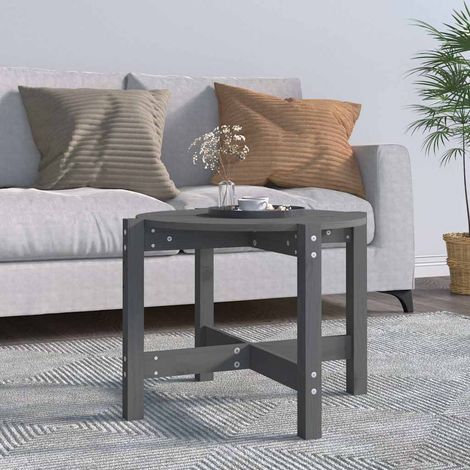 vidaXL Coffee Table Grey 脴 62,5x45 cm Solid Wood Pine (1/5)