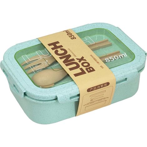 Petite boîte à déjeuner pour adulte avec compartiments, 850 ml, anti-fuite, avec couverts, pour hommes et femmes, boîte à petit-déjeuner, boîte à casse-croûte pour bureau, travail (1/5)