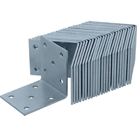 24 perforierte Metallwinkel, verzinkter Stahl, blaue Oberfläche, für Holzkonstruktionen und Heimwerkerprojekte (1/5)