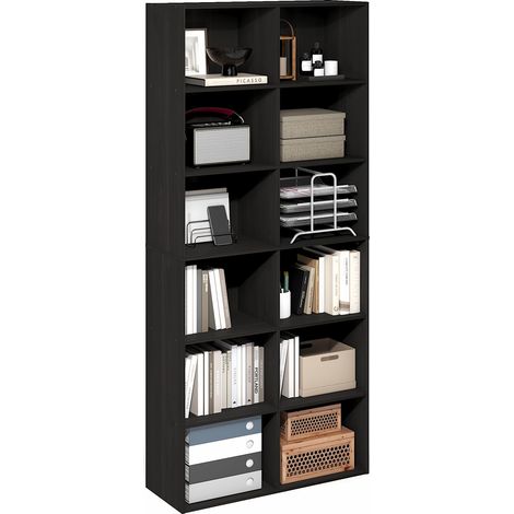 Étagère, Bibliothèque À 12 Cubes, Étagère Ouverte, Rangement Cubique, 12 X 32 X 71 Cm, pour Salon, Bureau, Couleur Expresso (1/5)