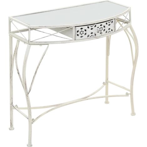 vidaXL Mesa auxiliar estilo francés metal 82x39x76 cm blanca (1/5)