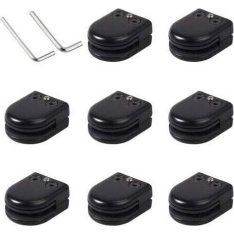 8 Pack Black 304 Stainless Steel Glass Clamps Strong Hold for 8-10mm Glass Polished Finish Easy Installation (1/5)