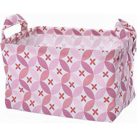 Cleafe - Cesto Contenitore Portabiancheria Bucato Con Manici Tessuto Rosa 20x15x16cm 79201 - (1/2)