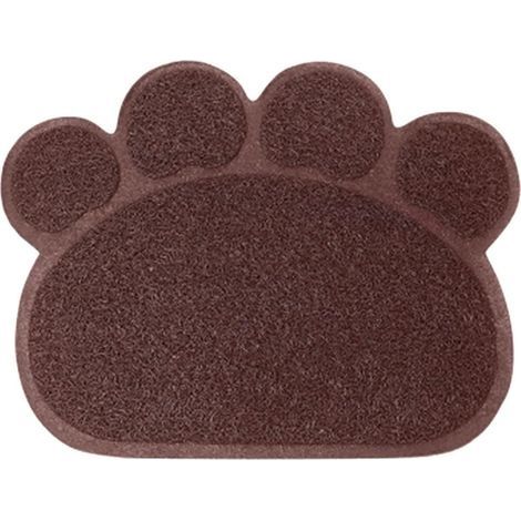 Tapis de litière pour chat empreinte de patte bol d'alimentation napperon tapis de lit pour chat antidérapant litière imperméable tapis de trappeur accessoires pour chat 30x40cm(brun) (1/5)