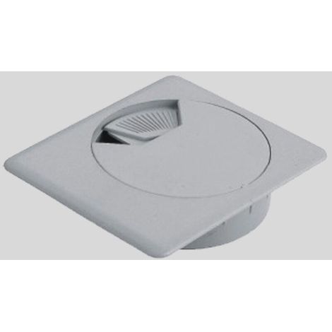 2 passacavi quadrati da 73 x 73 mm, incassati, diametro 60 mm, per scrivania, tavolo, spina per cavo, copri monitor, accessorio per riporre oggetti, in plastica grigio argento