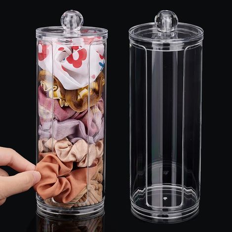 2 soportes de acrílico para coleteros con tapa, organizador portátil para accesorios de pelo para adolescentes, 6,9 x 19,5 cm (1/5)