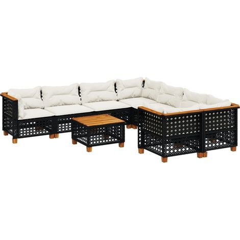 Maison Exclusive - Set Divani da Giardino 9 pz con Cuscini Nero in Polyrattan (1/5)