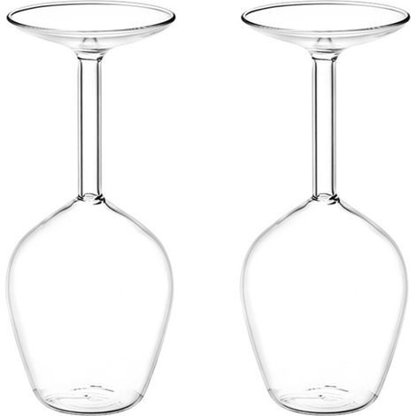 Verre A Vin Inverse - 414 Ml - Tige Allongée - En Verre Borosilicate - Pour Vin Rouge Et Cocktails - Lot De 2 (1/5)