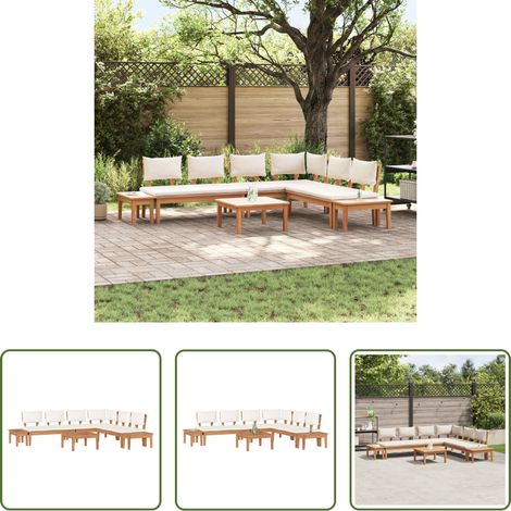 vidaXL Teaksofa -  Gartensofa-set 4 pcs Braun und Creme (1/5)