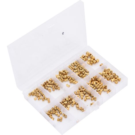 Écrous moletés en laiton M2 M2.5 M3, kit de 280 inserts filetés à visser, fixation par insertion, assortiment de vis à tête moletée pour bois et plastique. (1/5)