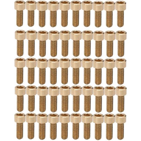 50 vis à tête cylindrique creuse, fixations en cuivre, quincaillerie, fournitures industrielles, M6 x 16 mm (1/4)
