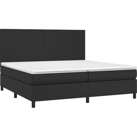 Cadre de lit LED avec sommier tête de lit matelas 200x200cm synthétique noir TDL0209140 (1/5)