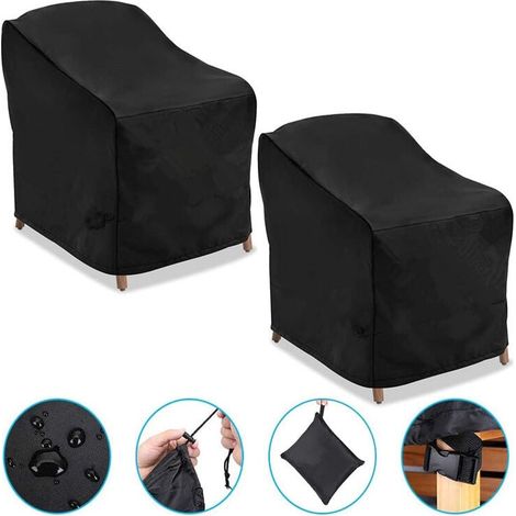 Lot de 2 housses imperméables 210D pour chaises de jardin d'extérieur à assise profonde, 97 x 79 x 74 cm, résistantes aux UV et aux intempéries. (1/5)