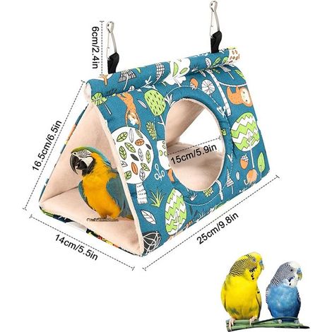 Cama colgante con forma de nido de pájaro - Cómoda para pájaros - M - Azul - De felpa
