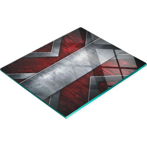 Tablero decorativo multifuncional de vidrio templado con dise帽o met谩lico, 60x52 cm.