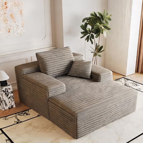 Canapé modulable en velours côtelé 2 places camel 115 x 159 x 60 (1/5)