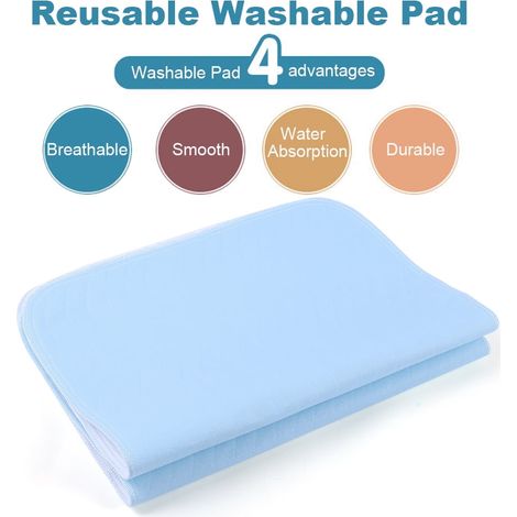 Alese Reutilisable Lavable - 4 Couches Absorbantes - Antidérapante - Pour Adulte Personne Agée Enurie Règles - 45 x 60 cm - Lot de 2 (1/5)