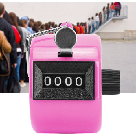 Calculatrice de poche BERM, 4 chiffres, avec bouton en plastique, fonction de remise à zéro et crochet, rose (1/5)