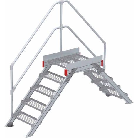 Euroline 512 Überstieg 45° 600mm Stufenbreite 2x5 Stufen Stahl Gitterrost