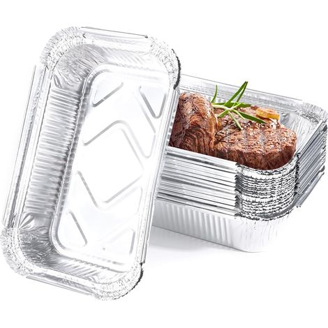 25 Barquettes Aluminium, 410 ml, Résistantes Chaleur, Pour Four Et Barbecue, Stockage Alimentaire (1/5)