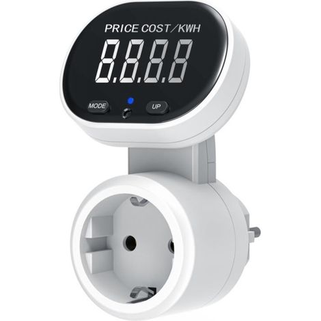 Enchufe europeo giratorio de 45° con gran pantalla LCD, medidor de energía digital y comprobador de potencia inteligente. (1/5)