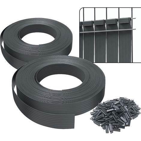 Vounot – Kit de lamelles occultantes PVC brise vue 150m x 4.7cm – 300 clips fournis – Résistant aux intempéries – Installation facile (1/5)