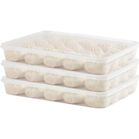 Porte-Œufs Pour Réfrigérateur,3 Pièces Grand Empilable Micro-ondable - Boîte Porte-Œufs Frais Pour Ravioles pour Réfrigérateur Cuisine Garde-manger Maison Appartement Restaurant Thanksgiving (1/5)