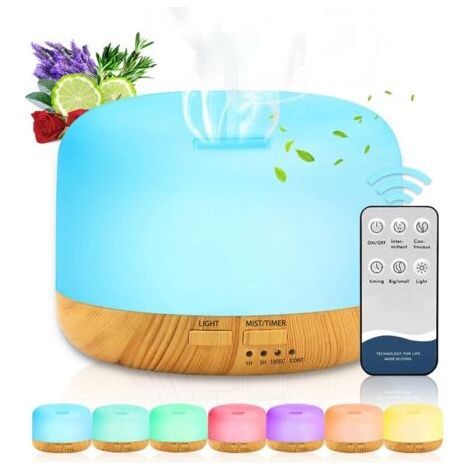 Diffuseur D'arômes 450ML, Diffuseur d'Huiles Essentielles Humidificateur Ultrasonique avec 7 Couleurs LED (1/5)