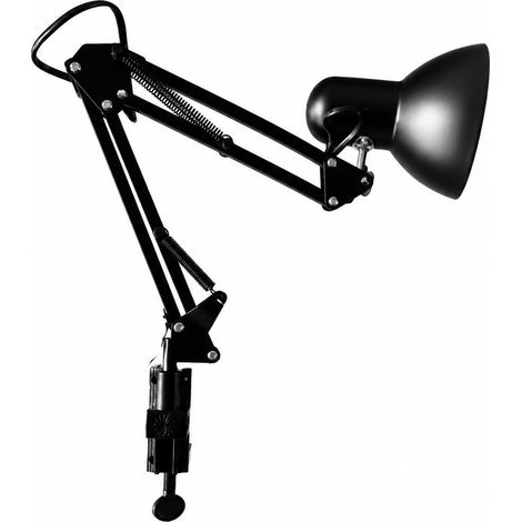 Lampe de bureau à pince - Bras articulé flexible - Réglable 360° et E27 - Pour lecture travail réparation manucure tatouage - Noir (1/5)